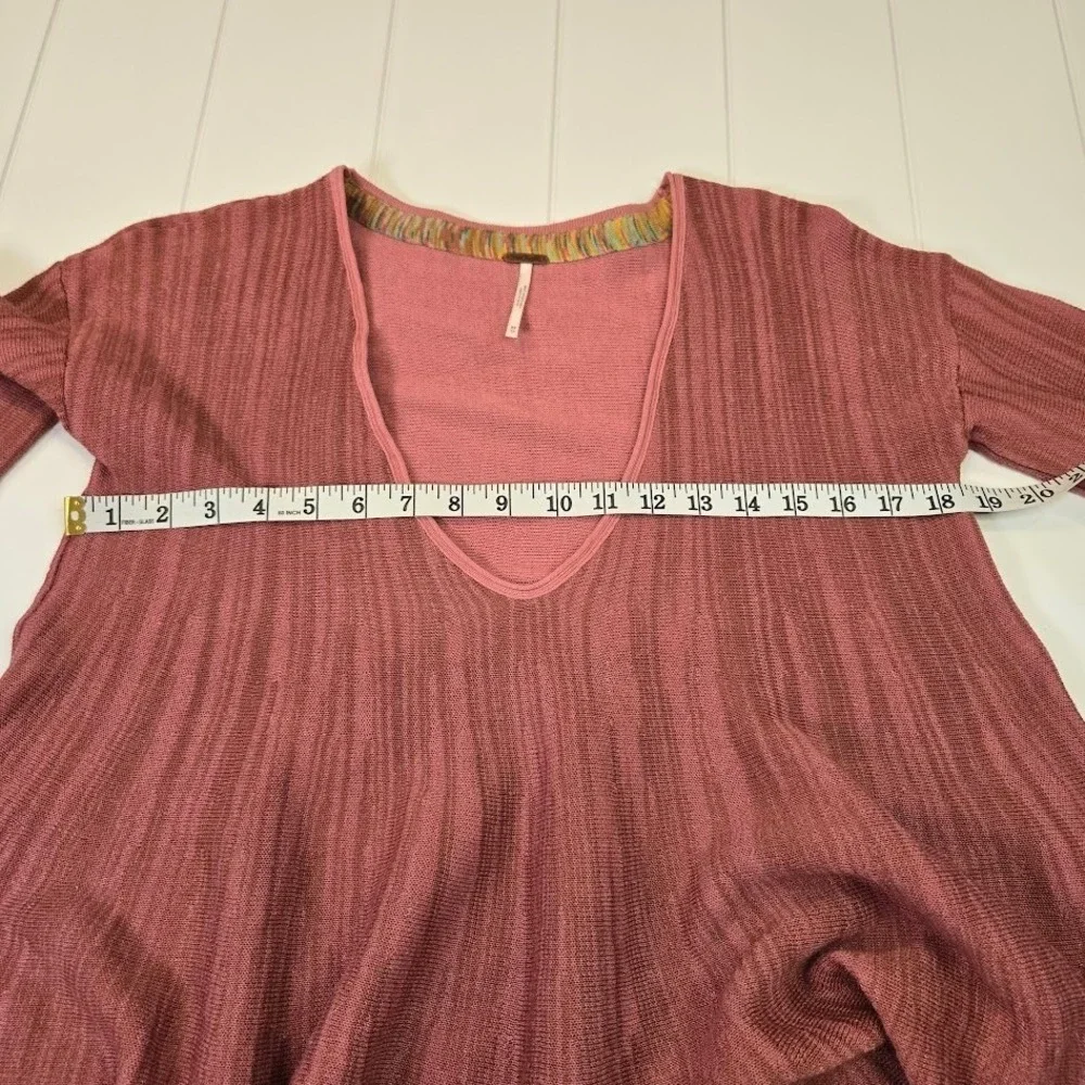 Free People Sundae Bell Sleeve Flowy Sweater Rose Pink Size XS Linen Cotton Boho
